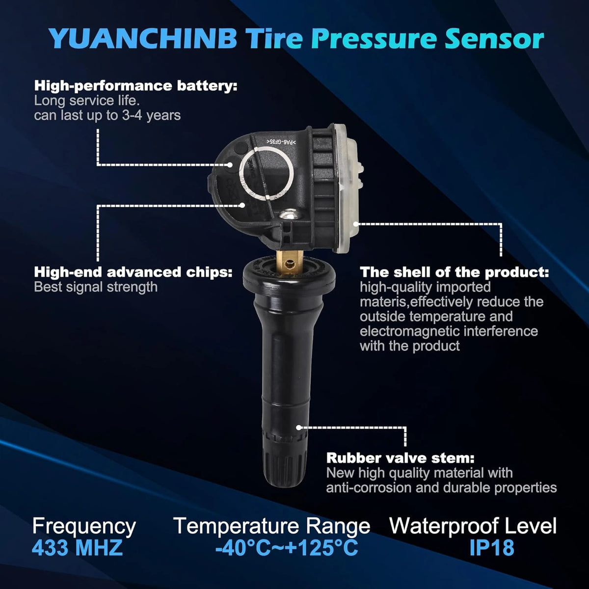 Set of 4 TPMS Sensors for Compatible Vehicles