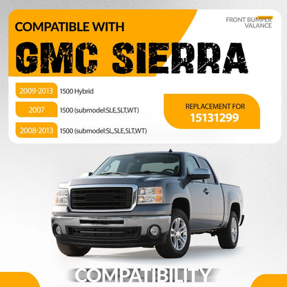 Textured Front Bumper Air Deflector for GMC Sierra 1500 (2007–2013) - CON-A000133, 15131299, GM1015100