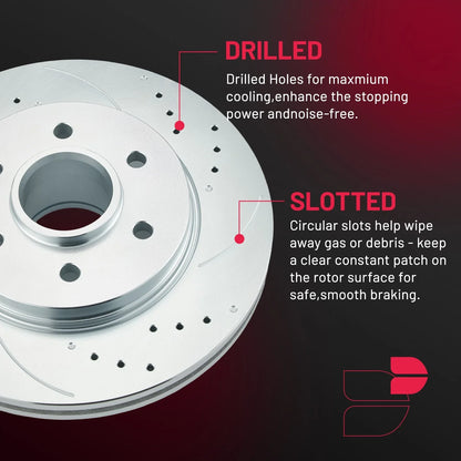 Front Drilled and Slotted Rotor Brake Pad Kit for Ford F-150 (2004–2008)
