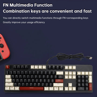 104-Key Wired Mechanical Gaming Keyboard Blue Switch for PC (W003-C036-BLK)