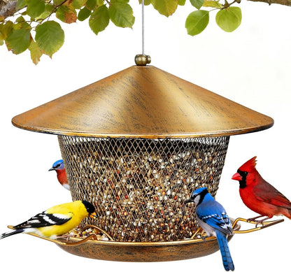 Weather Resistant Outdoor Bird Feeder with 9.8" Dome & Easy Refill