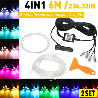 Set of 2 RGB LED Ambient Light Strips for Car Dash Door (Universal)