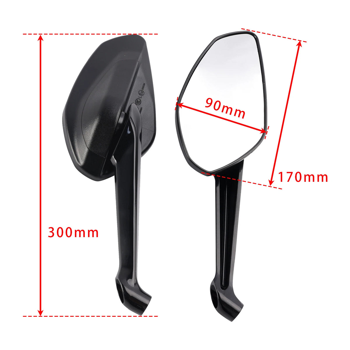 Black Pair Rear View Mirrors for Ducati Streetfighter V2 V4 V4S (2020–2024) 52310551A, 52310541A