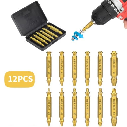 12pcs Broken Bolt Remover Tool for Damaged Screws and Drills