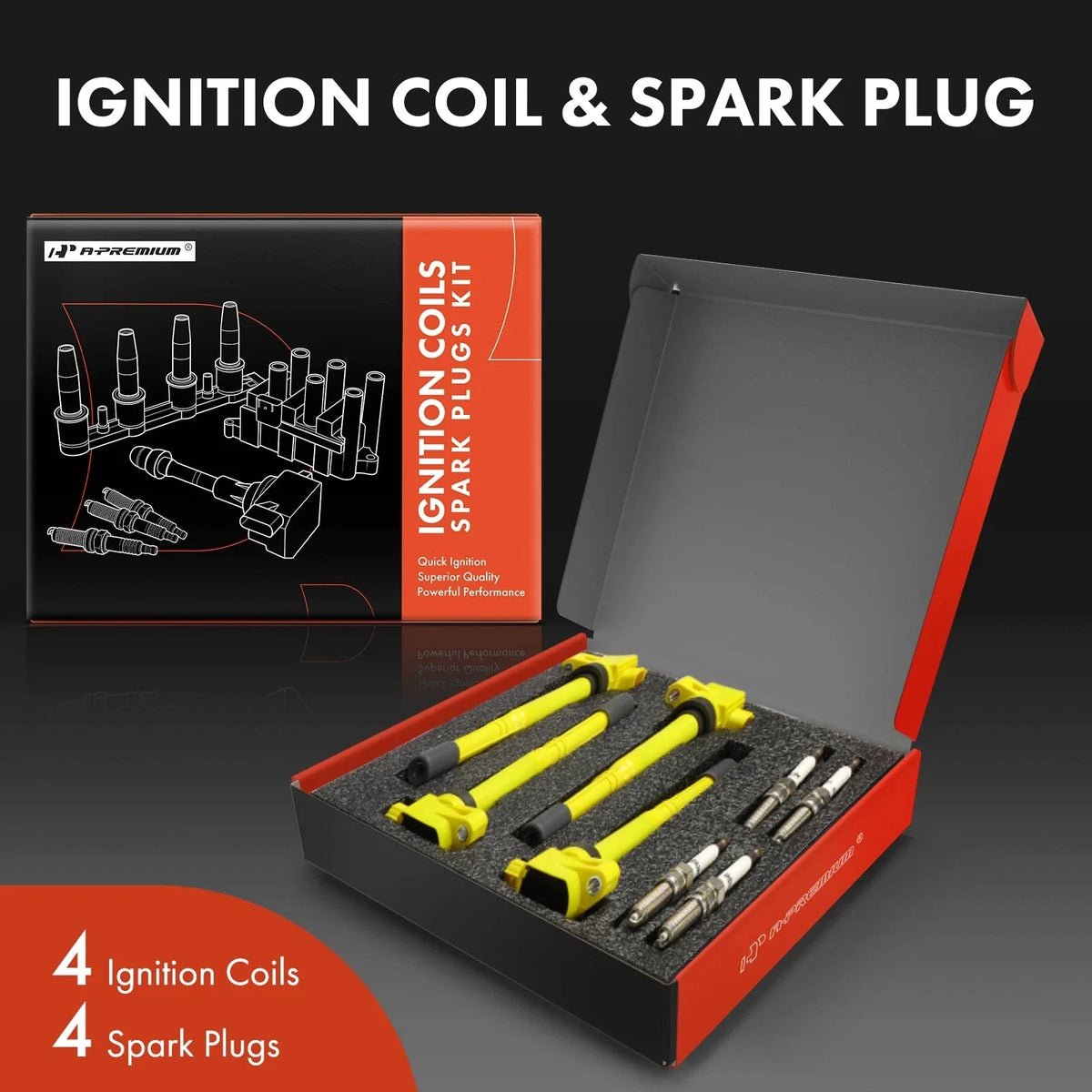 Set of 4 Ignition Coils & Iridium Spark Plugs for Honda CR-V Civic (2007–2011)