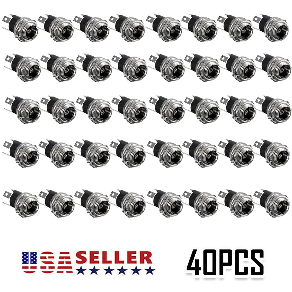 40PCS DC Power Supply Jack Socket Female Connector 5.5 x 2.1mm