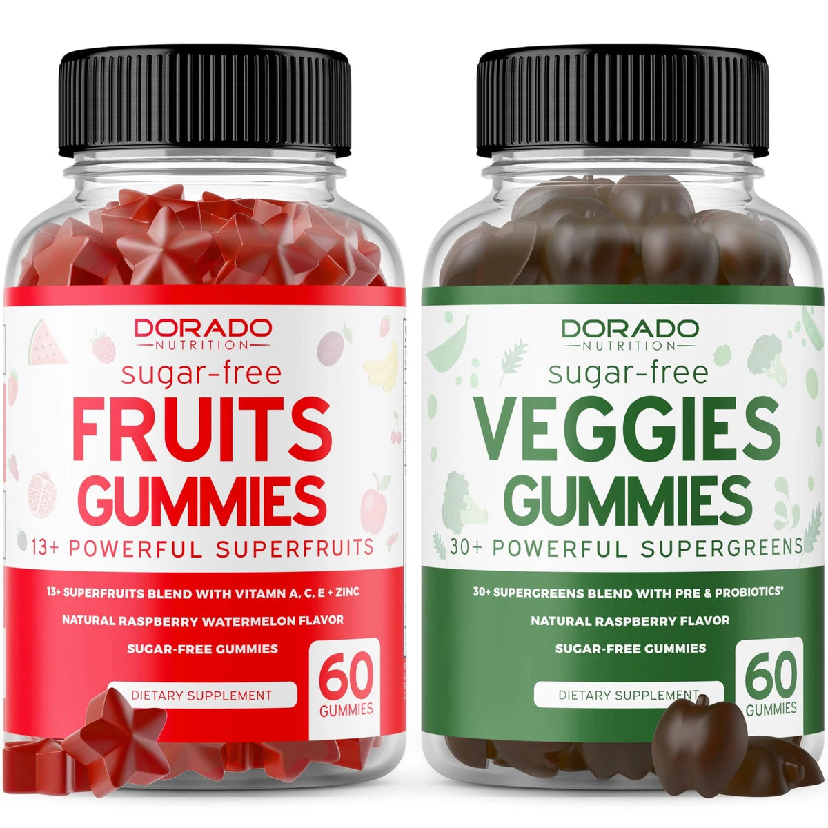 Set of 2 Fruit and Veggies Gummies Supplement (120 Count)