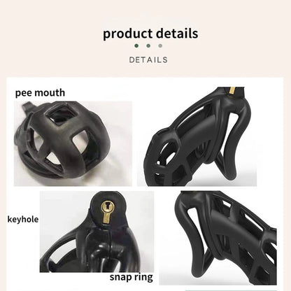 Chastity Cage Lock Device for Male (2023) - 4 Rings, 5 Sizes