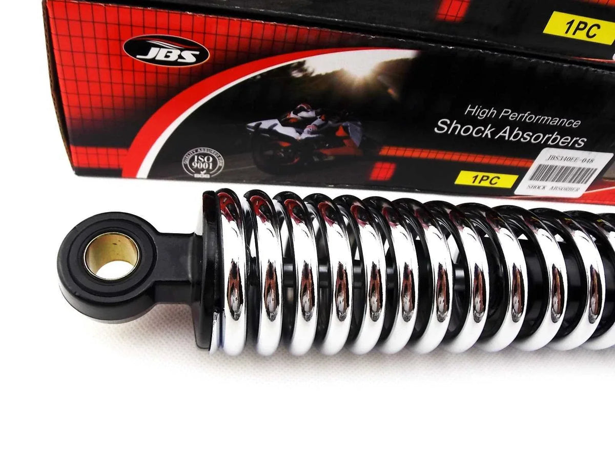 340mm JBS Black/Chrome Rear Shock Absorbers for Kawasaki KZ1100 Spectre (1982-1983)