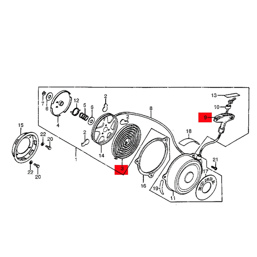 Pull Start Rope Handle Spring for Honda ATC70 ATC70K TRX70 (1986–1987)