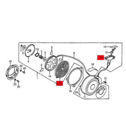 Pull Start Rope Handle Spring for Honda ATC70 ATC70K TRX70 (1986–1987)