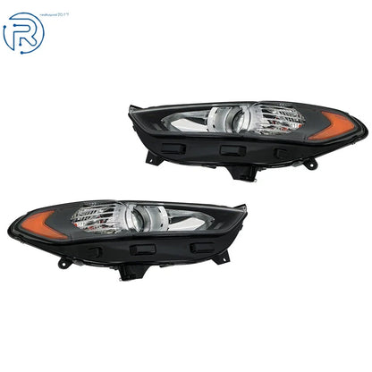 Set of 2 Halogen Headlights for Ford Fusion (2013–2016) Black Left & Right
