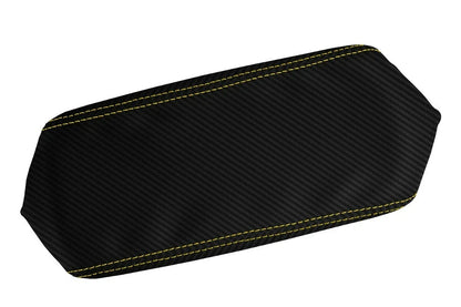 Console Lid Cover for Toyota Supra (1986–1992) Carbon Fiber Yellow Stitch