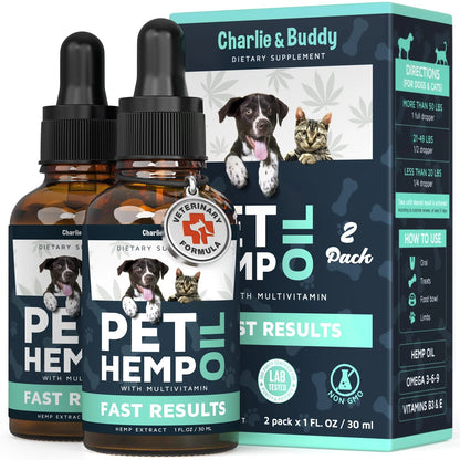 2X Hemp Oil for Dogs Cats (1 Fl Oz Pack)