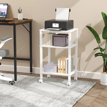 3-Tier Printer Stand for Mobile Use with Rolling Casters