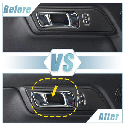 2pcs Carbon Fiber Inner Door Handle Bowl Cover for Ford Mustang (2015–2020)