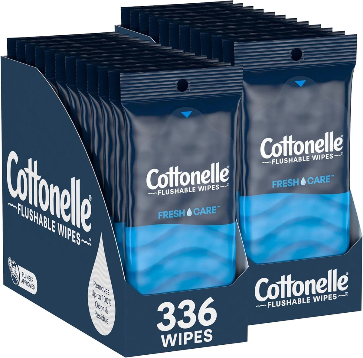 Cottonelle Fresh Care Flushable Wet Wipes for On-The-Go (14 Count, Pack of 24)