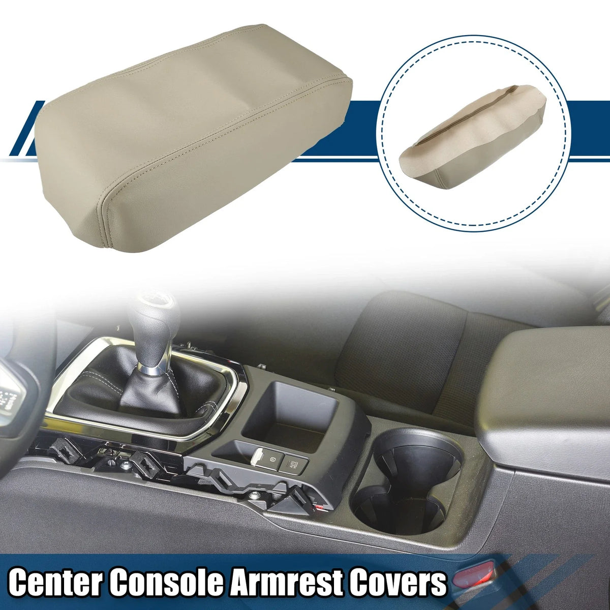 Center Console Armrest Covers for Nissan Pathfinder (1996–2004) Faux Leather Beige
