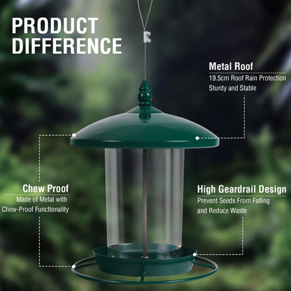 Hanging Bird Feeder for Garden Outdoor (3LB, Metal, Weatherproof)