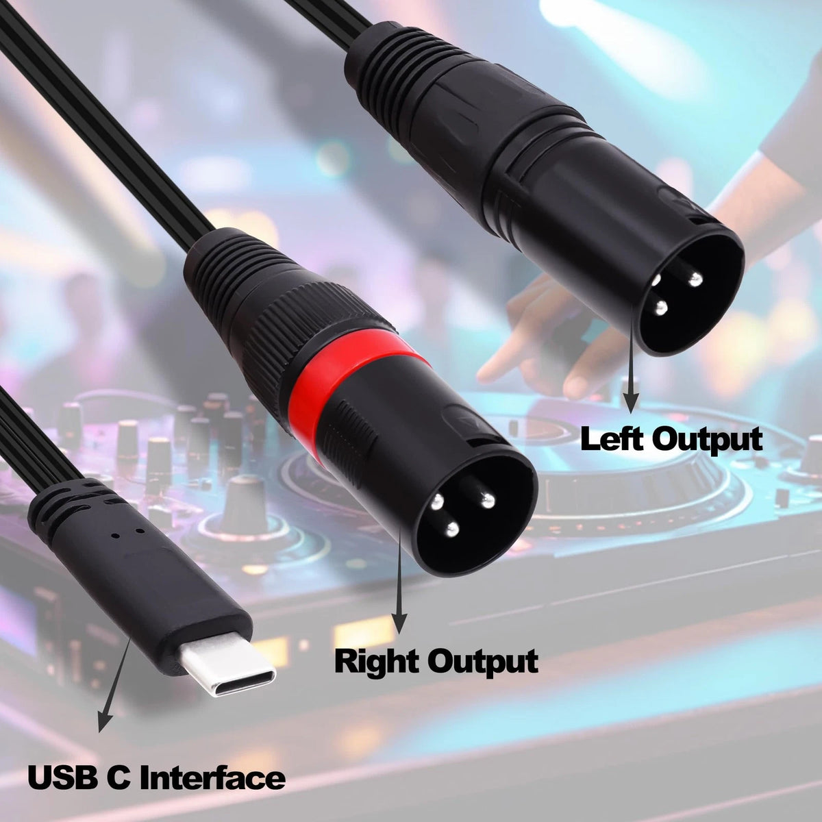 USB C to Dual XLR Audio Cable Type C to 2 XLR Male Output Adapter