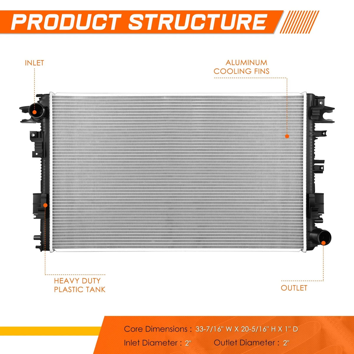 Full Aluminum Core Radiator for Ram 2500 3500 6.4L V8 (2019–2024) DPI-13895