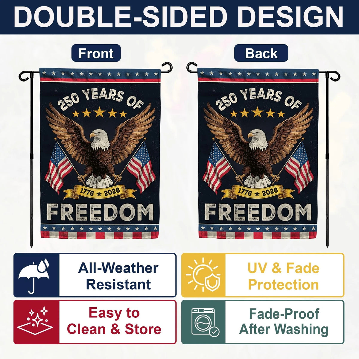 12x18 Garden Flag for America USA (250th Anniversary)