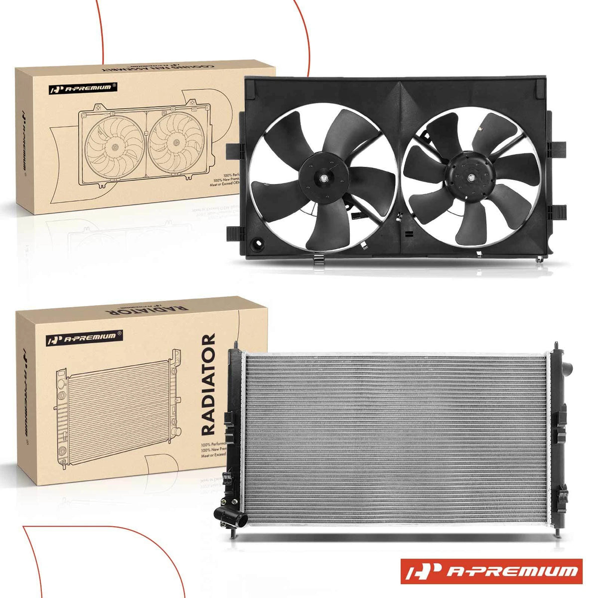 Radiator & Cooling Fan w/ Shroud for Mitsubishi Outlander (2008–2009) - 1350A050, 1355A132, MR312898