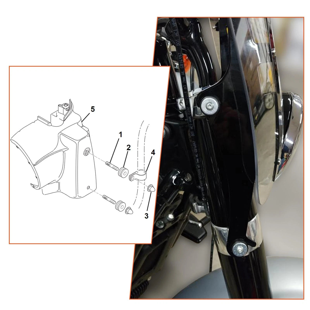 Windshield Docking Hardware Kit for Harley Touring Road King (2014–2023)