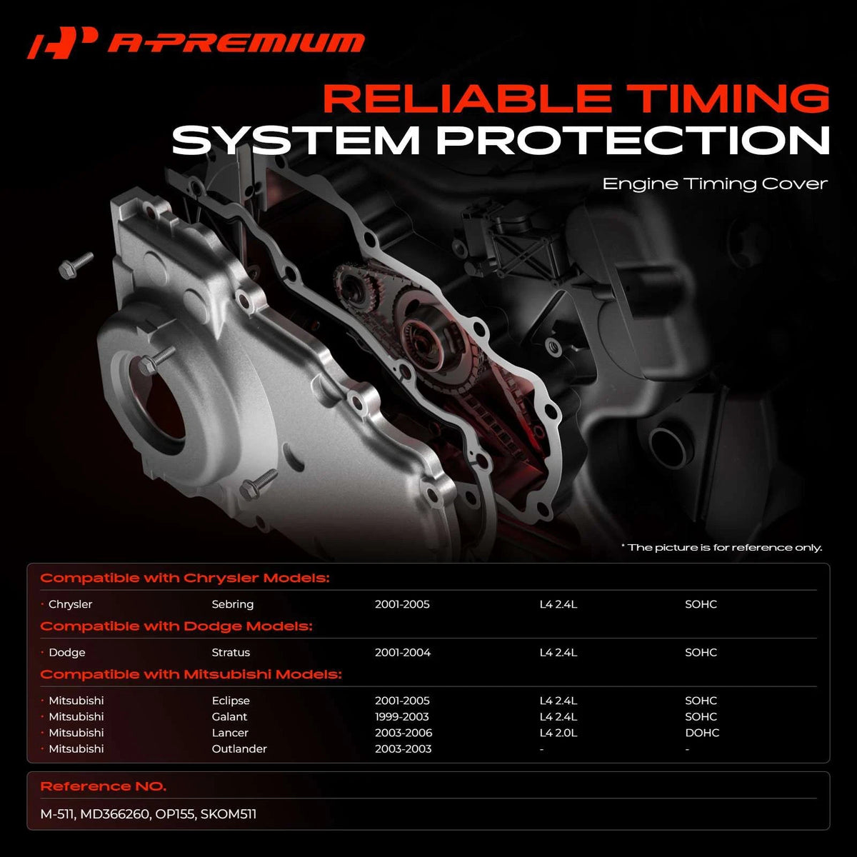 Oil Pump w/ Engine Timing Cover for Mitsubishi Galant Chrysler Sebring (M-511, MD366260, OP155, SKOM511)