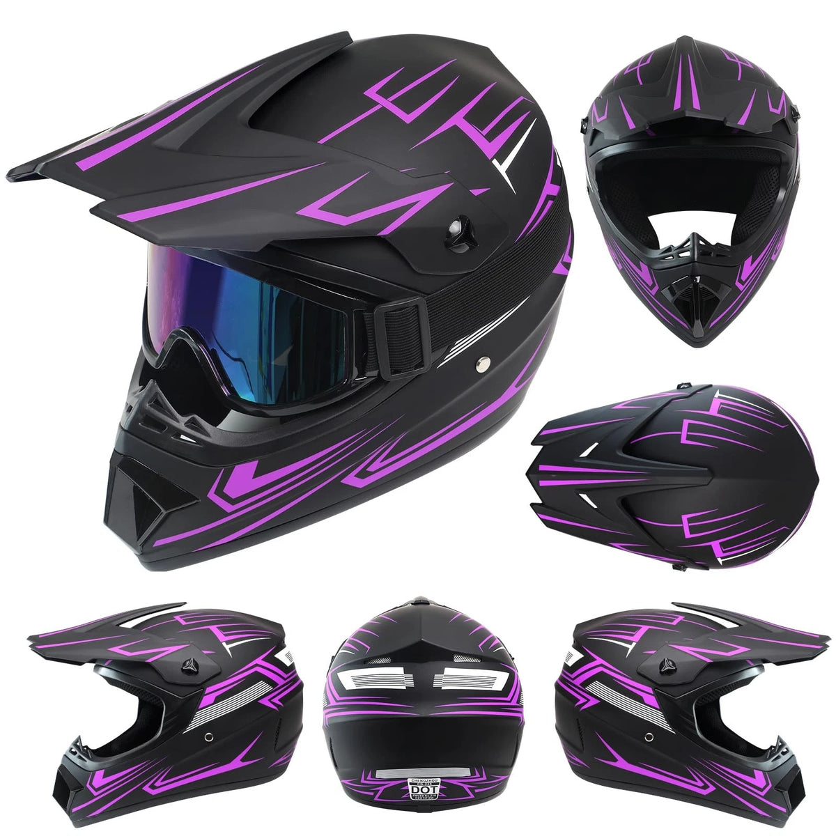 Kids Motocross Helmet Set for Off-Road Riding (Full Face, Goggles, Gloves, Mask)