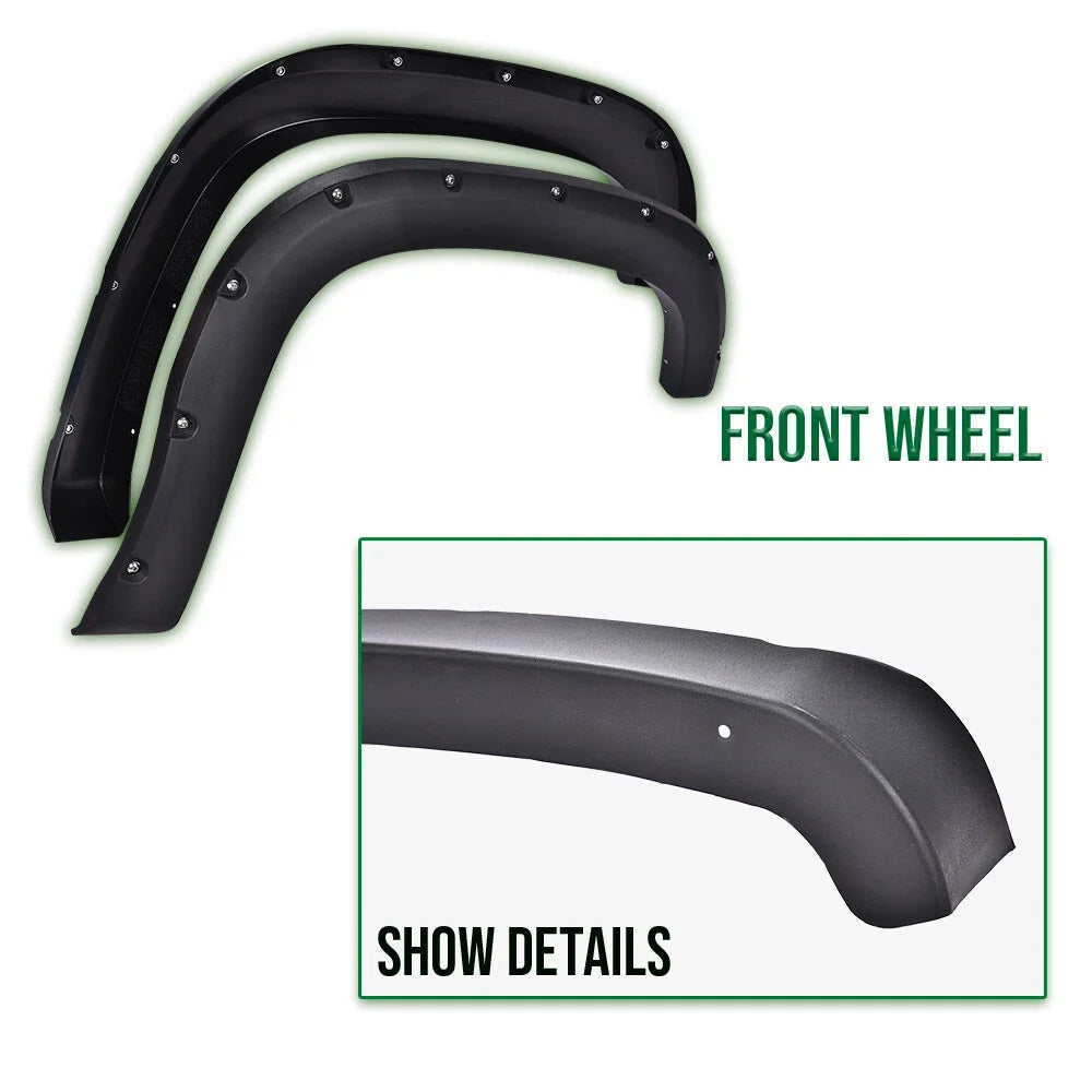 Set of 4 Pocket Rivet Textured Offroad Fender Flares for GMC Sierra 1500 (2007–2013)