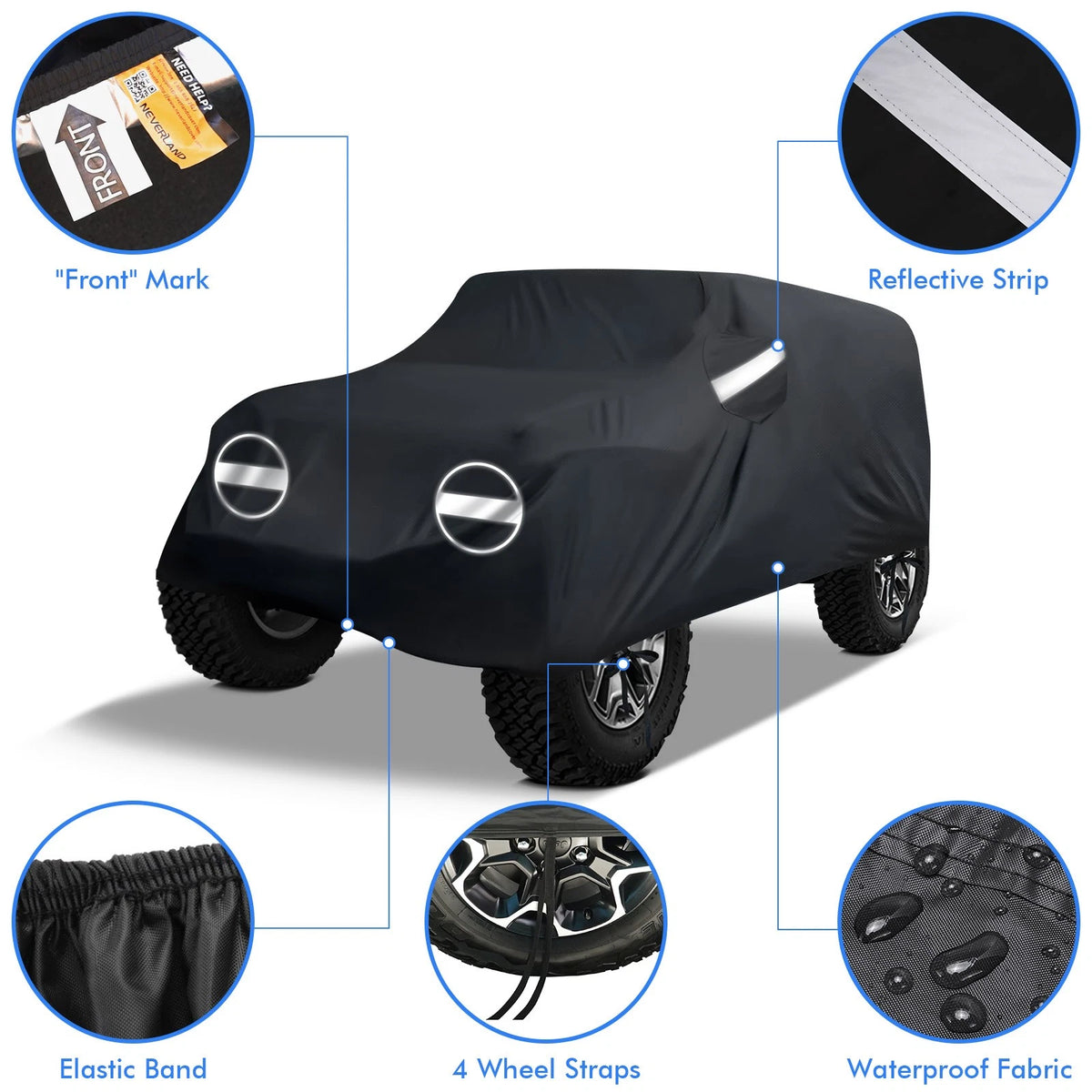 Waterproof Car Cover for Jeep Wrangler 4 Door (2007–2025) NEV A52-36-W-4