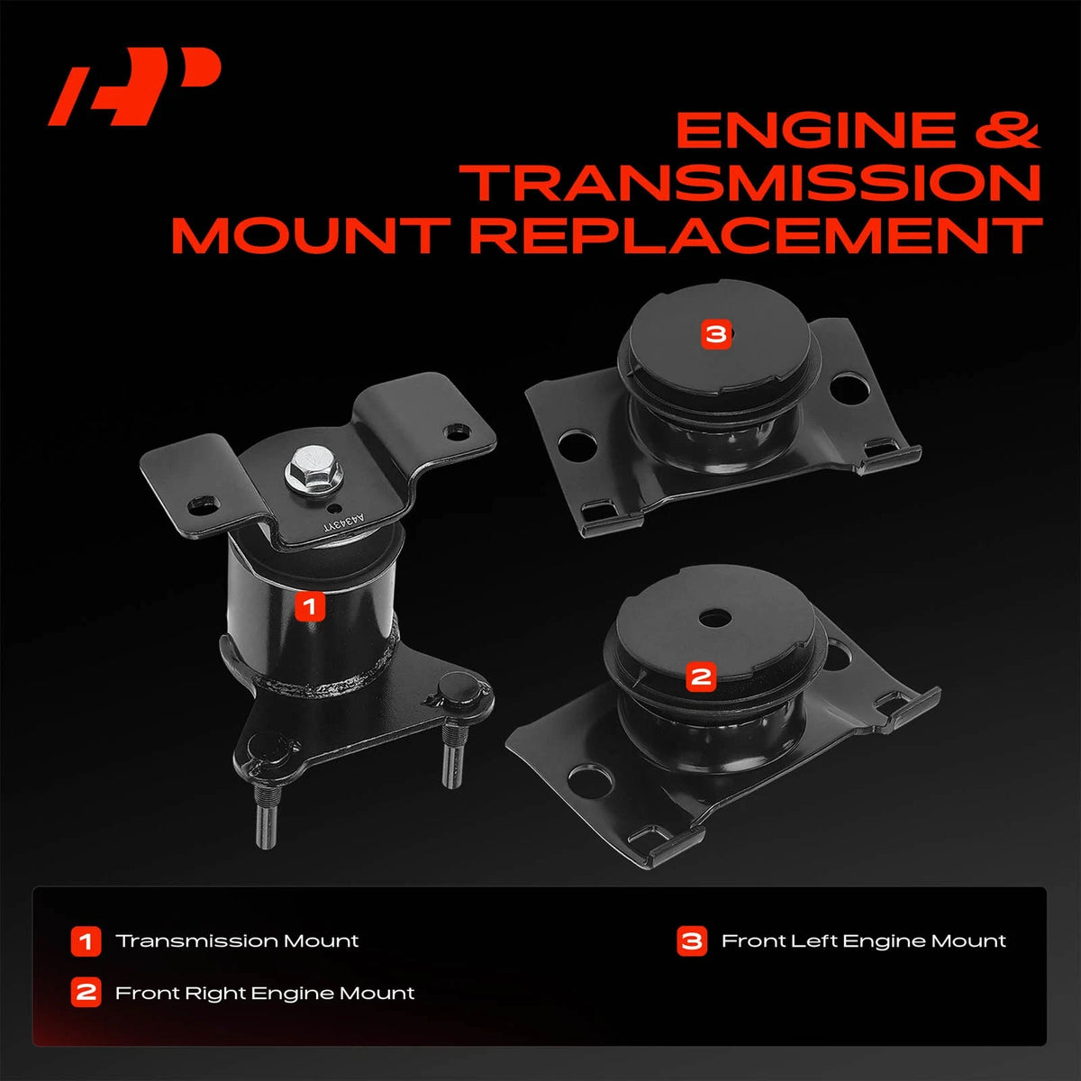 3X Engine & Transmission Mount for Nissan Frontier (2005–2019) Pathfinder (2005–2012) 112201PE0D, 11220ZG90A, A4344, 9506, EM-9506