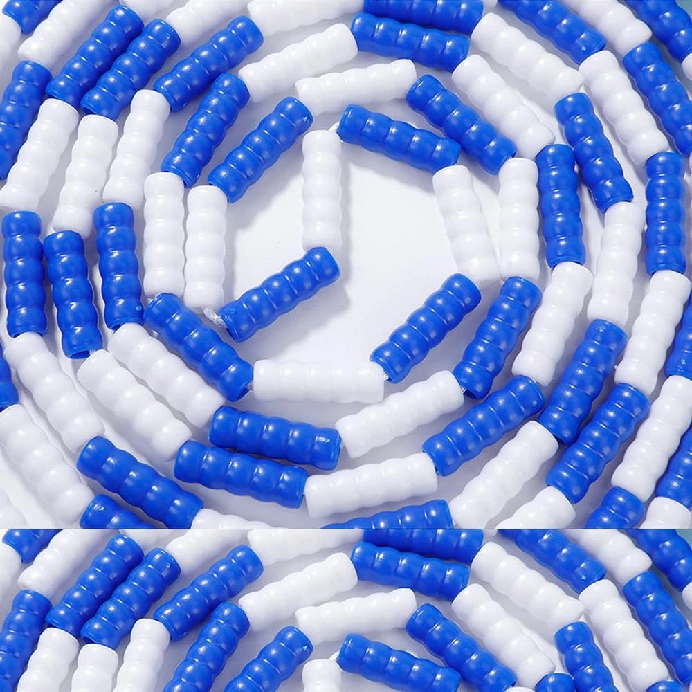 50 Pack Beaded Jump Rope Beads Replacement Tangle-Free Segmented Blue