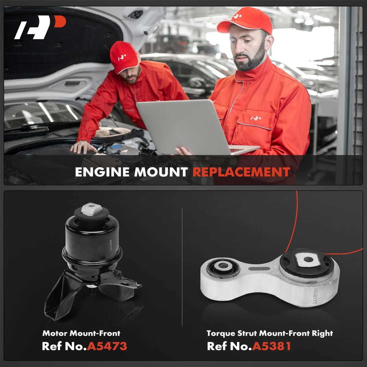 2X Front Engine Motor & Torque Strut Mount for Ford Fusion (2006–2009) - 6E5Z6038DF, 8E5Z6068A, 8E5Z6068D, 8ESZ6068A, A5473, A5381
