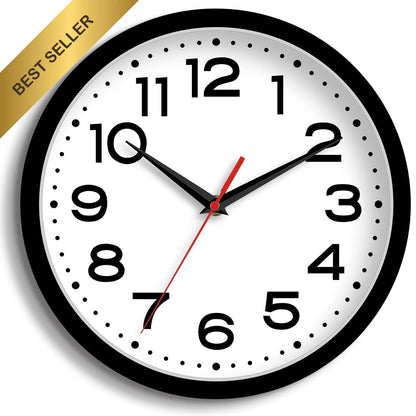 8 Inch Silent Wall Clock for Home Decor (Battery Operated, Non Ticking)