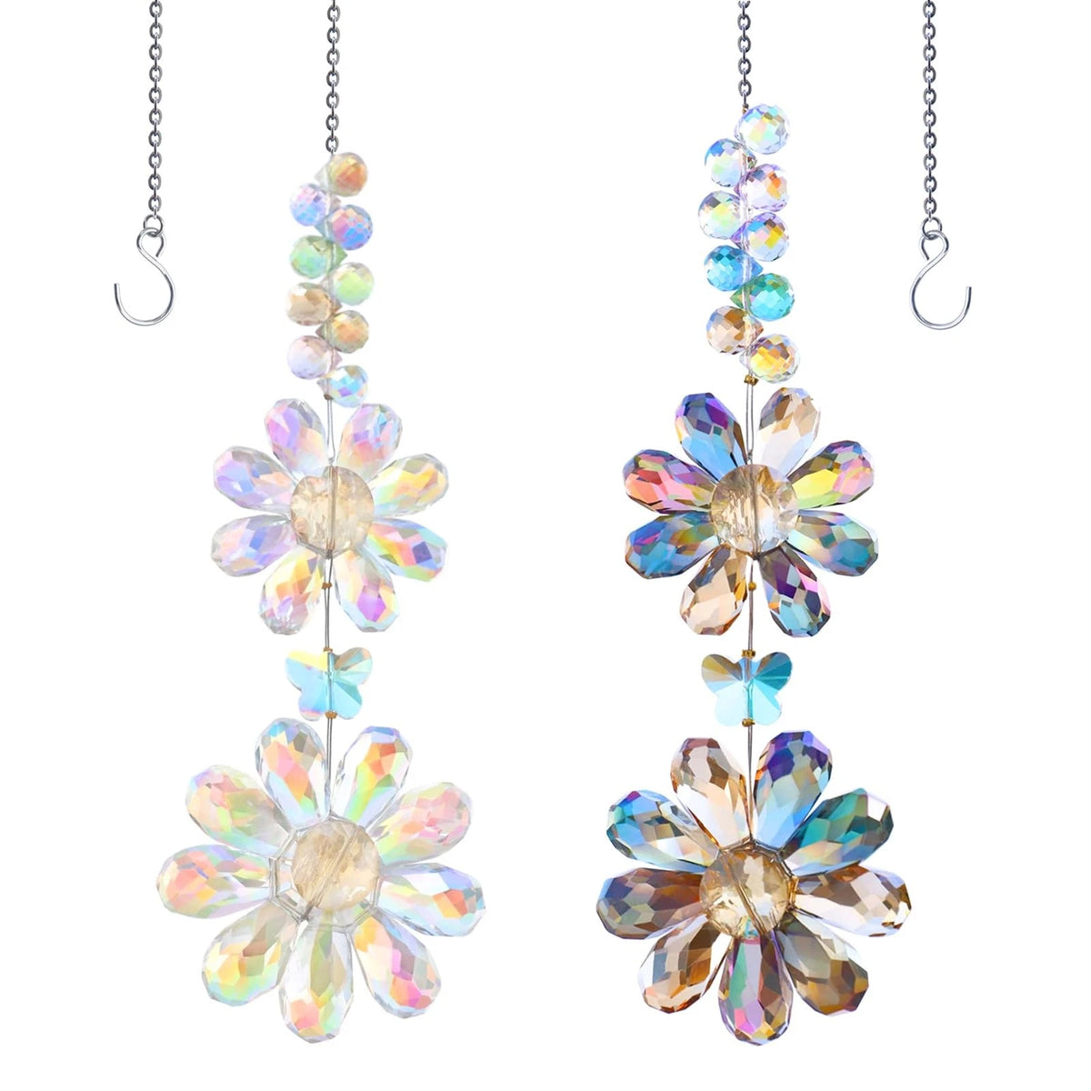 2X Crystal Flower Sun Catcher Prisms for Home Decor (Multicolour)