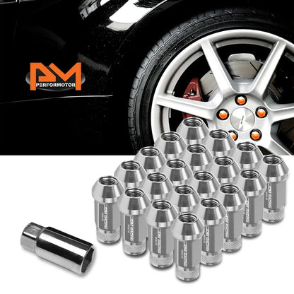 Set of 20 M12X1.25 Gunmetal Open End Cone Seat Hex Rim Lug Nuts + Extensions