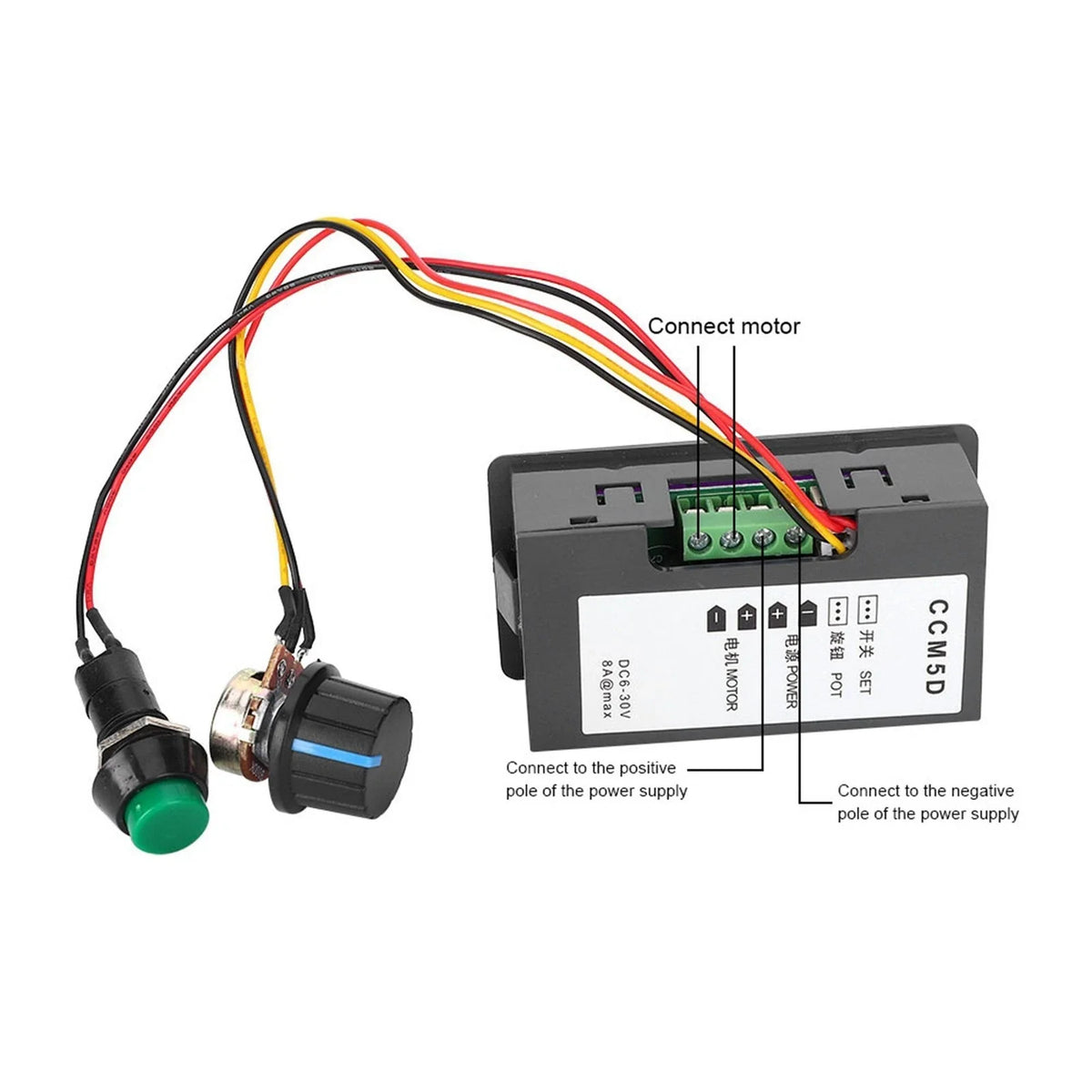 CCM5D Speed Regulator with LED Display for DC Motors (6V 12V 24V)