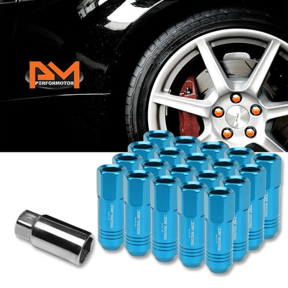 20Pc M12X1.5 Sky Blue JDM Open End Conical Wheel Lug Nuts + Extension 20mm