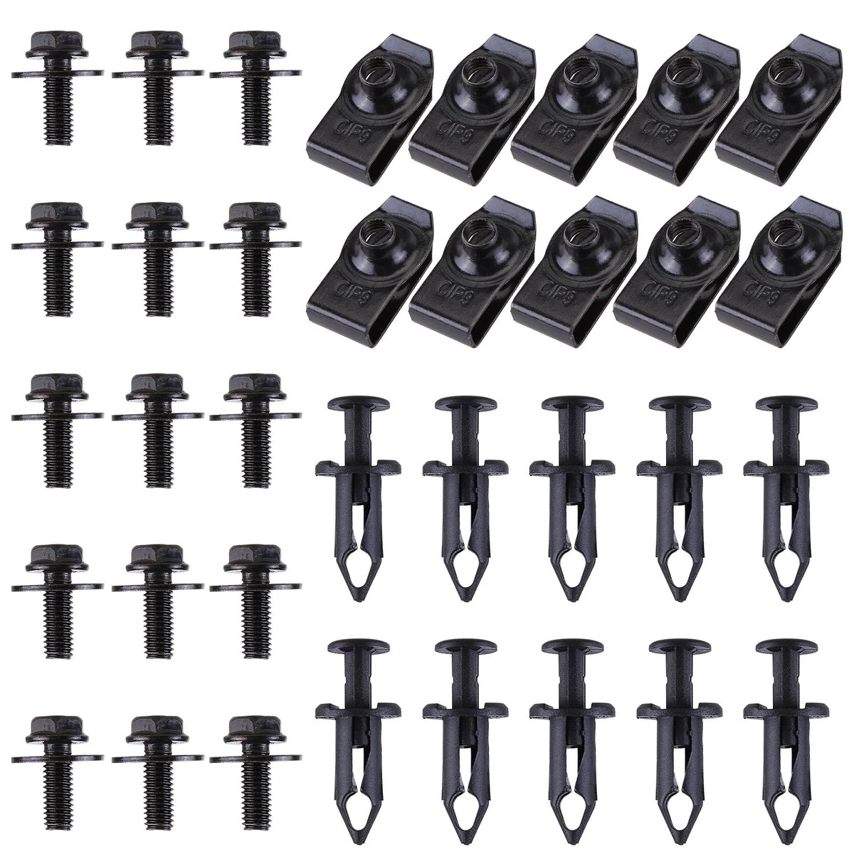 35pcs Engine Under Cover Splash Shield Fastener Bolts & U-Nut Clips for (150171197)