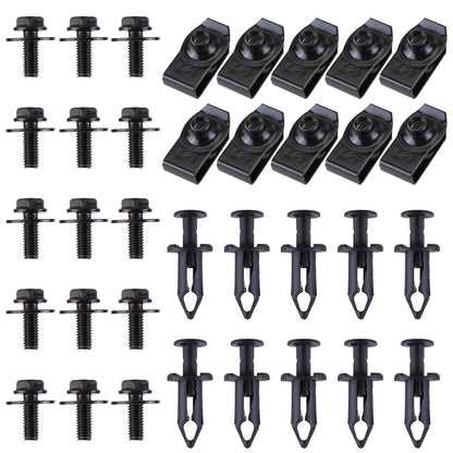 35pcs Engine Under Cover Splash Shield Fastener Bolts & U-Nut Clips for (150171197)