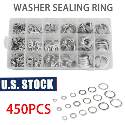 Set of 450 Oil Drain Plug Crush Gaskets Washer Sealing O-Ring Assortment