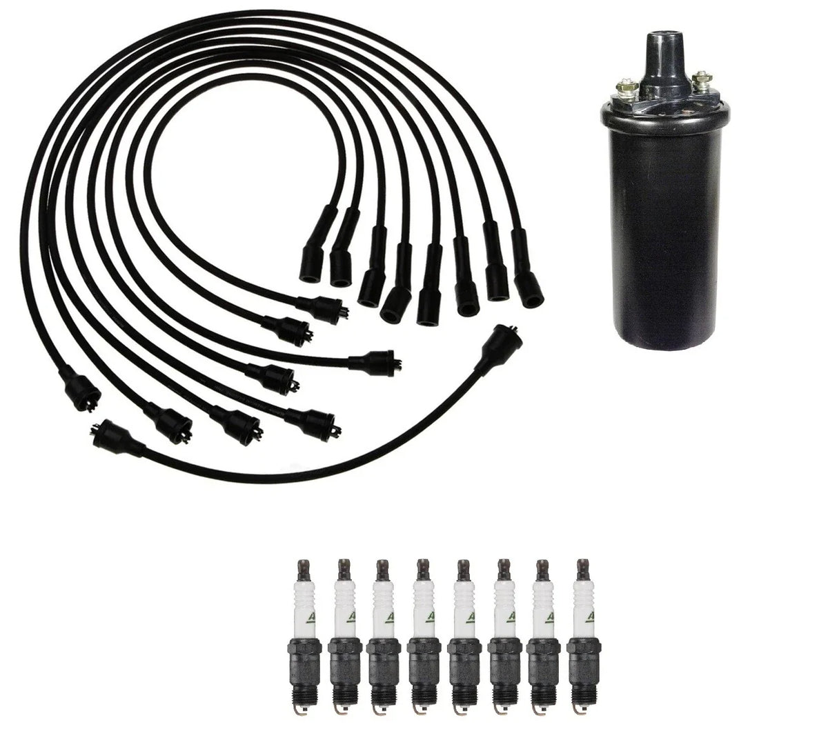 Ignition Wires & Spark Plugs Kit for Chevy Laguna Malibu Bel Air (1973–1976)