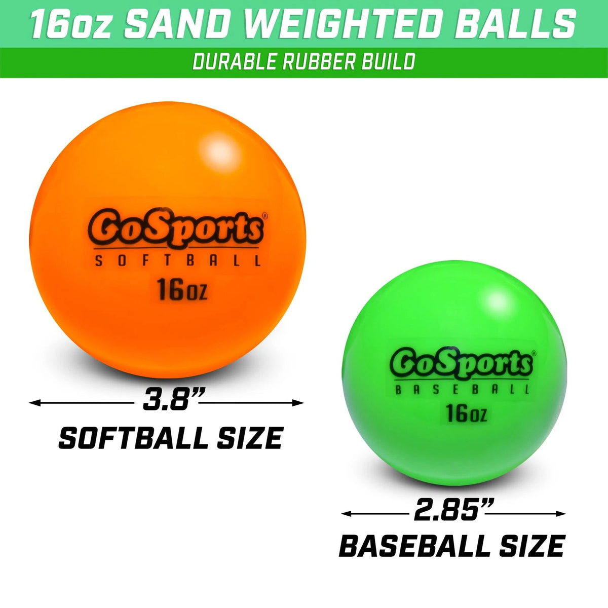 2X 2.8 Inch Weighted Training Balls for Baseball (Pack of 6) - Green