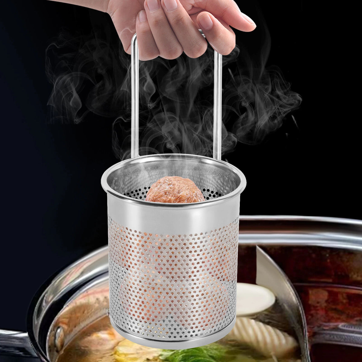 304 Stainless Steel Hot-pot Mesh Net Basket Strainer for Noodles