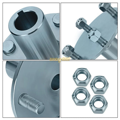2X 4" Live Axle Hub for Go-Kart (1" to 3/4" Step-Down, 1/4" Keyed Shaft)