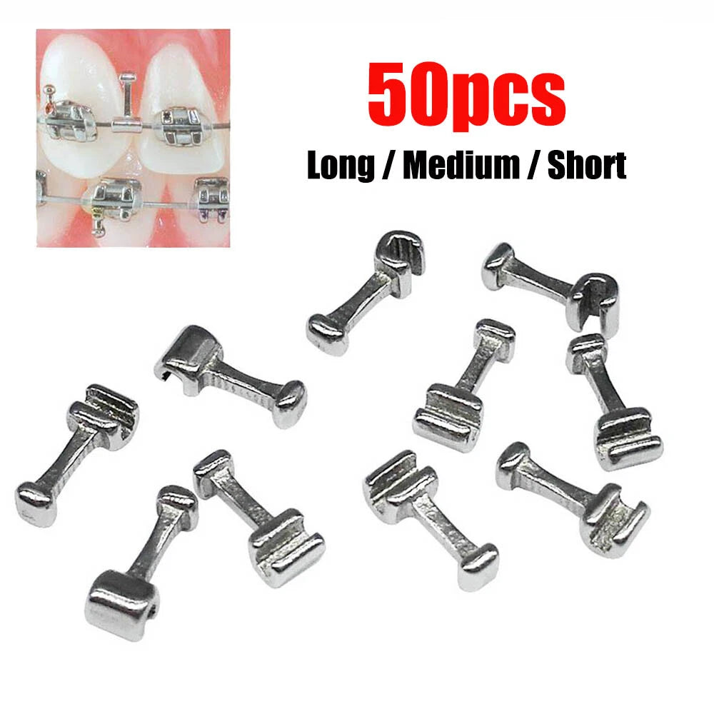 50pcs Orthodontic Crimpable T Shaped Arch Wire Hooks