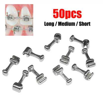 50pcs Orthodontic Crimpable T Shaped Arch Wire Hooks