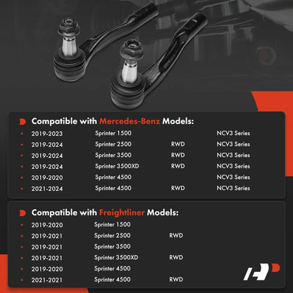 2X Front Outer Tie Rod Ends for Mercedes-Benz Sprinter 1500 (2019–2023)